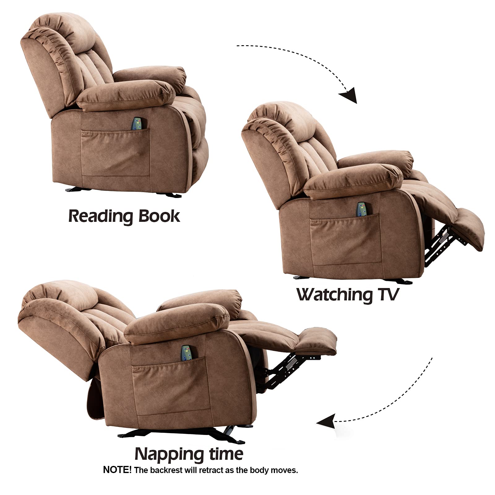 Buy INZOY Massage Rocker Recliner with Heat and Vibration, Manual