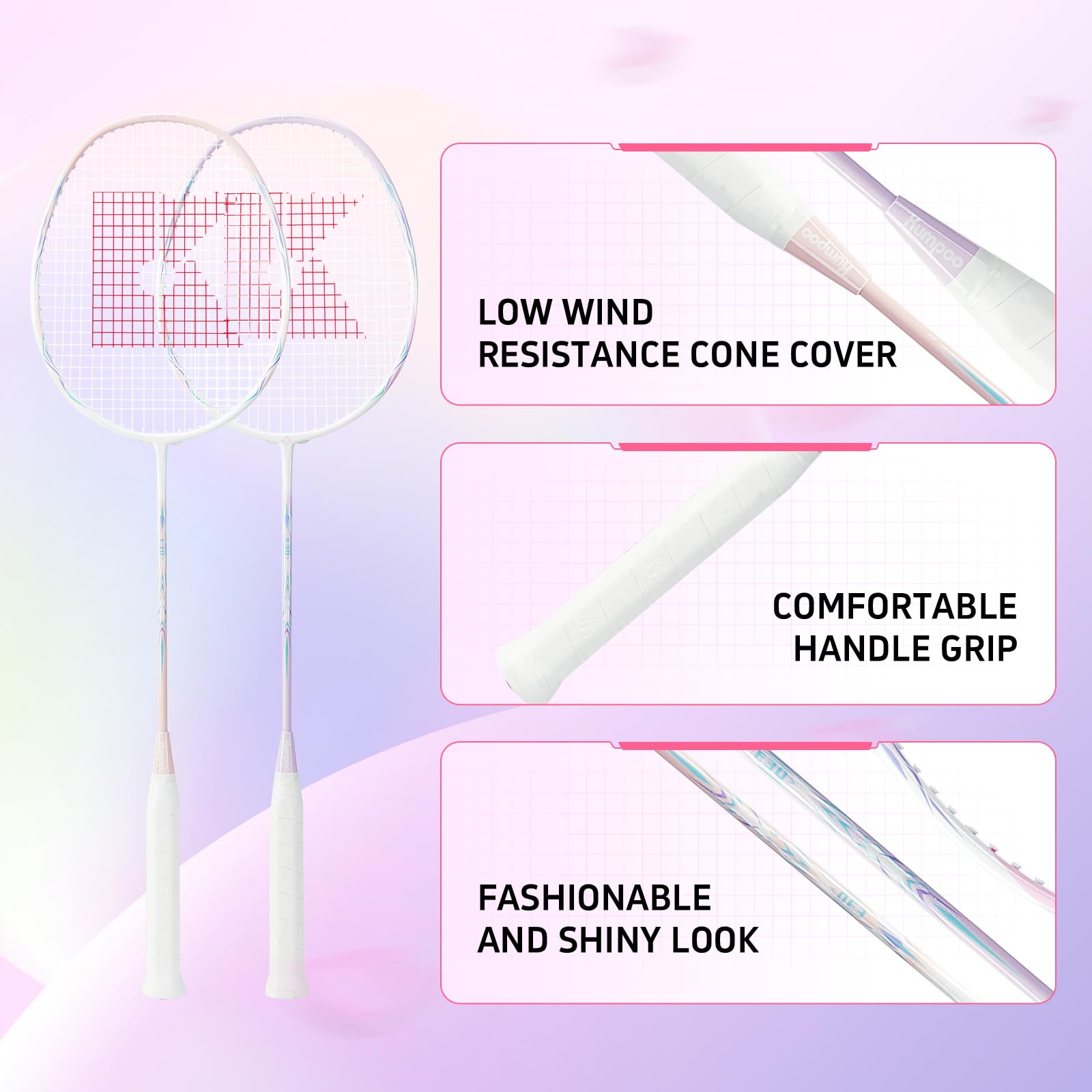 Racchetta da Badminton E30 rosa+viola +KG-30
