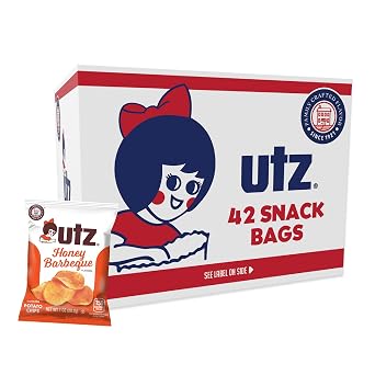 Utz Honey Barbeque Potato Chips, 1 oz Bags 42 Count