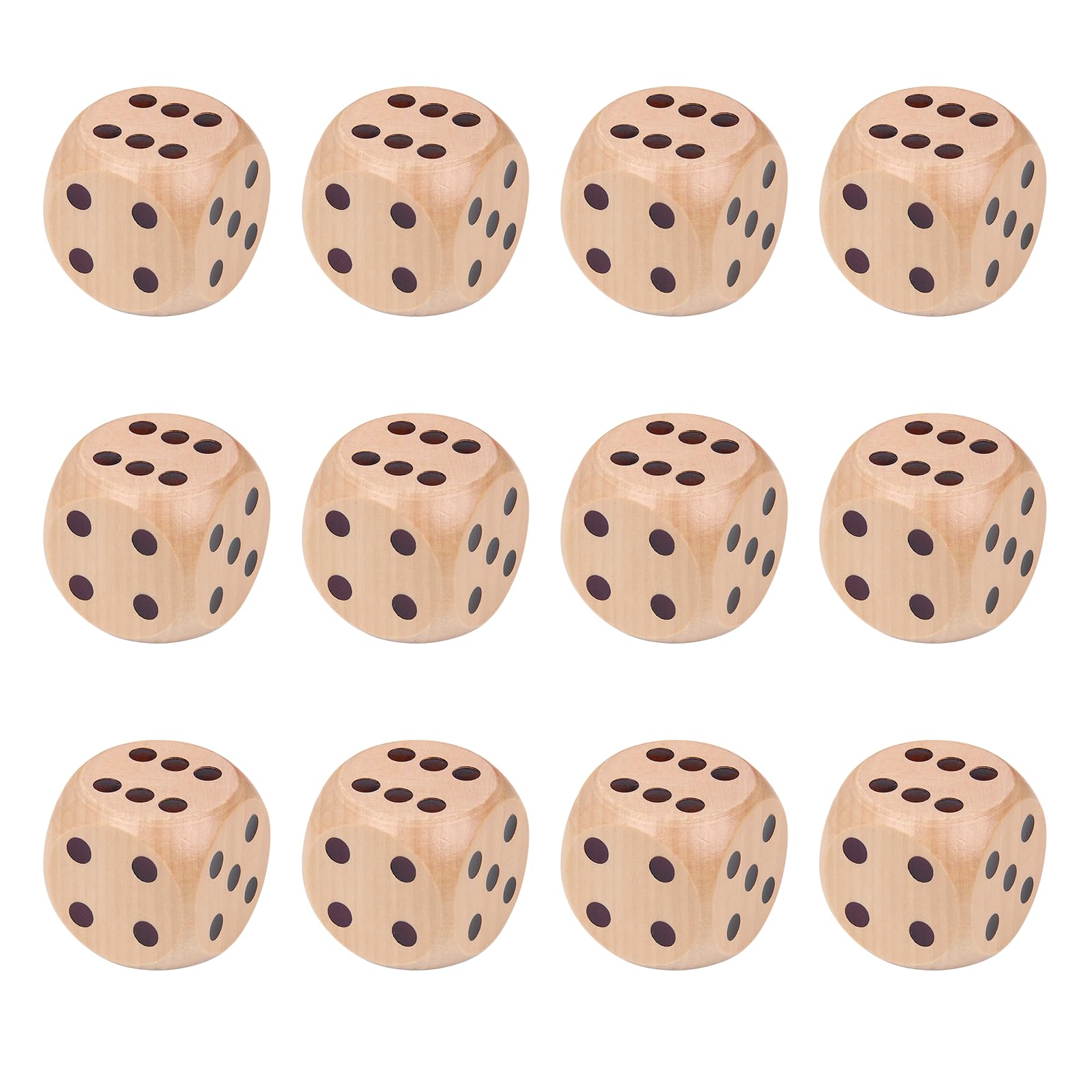 12 dadi da 30 mm – dadi in legno a sei lati per giochi da tavolo e giochi da festa