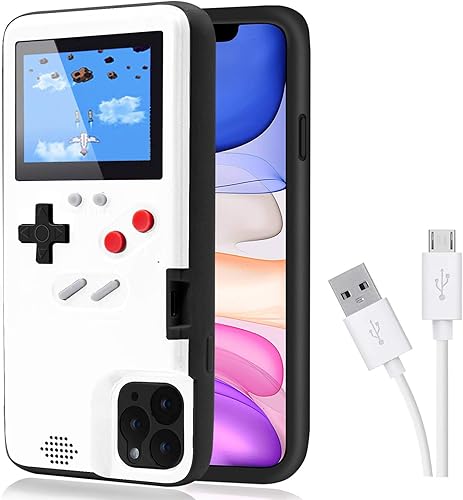 Funda con Gameboy para iPhone, funda protectora retro autoalimentada con 36 juegos pequeños, pantalla a todo color, funda con videojuegos para