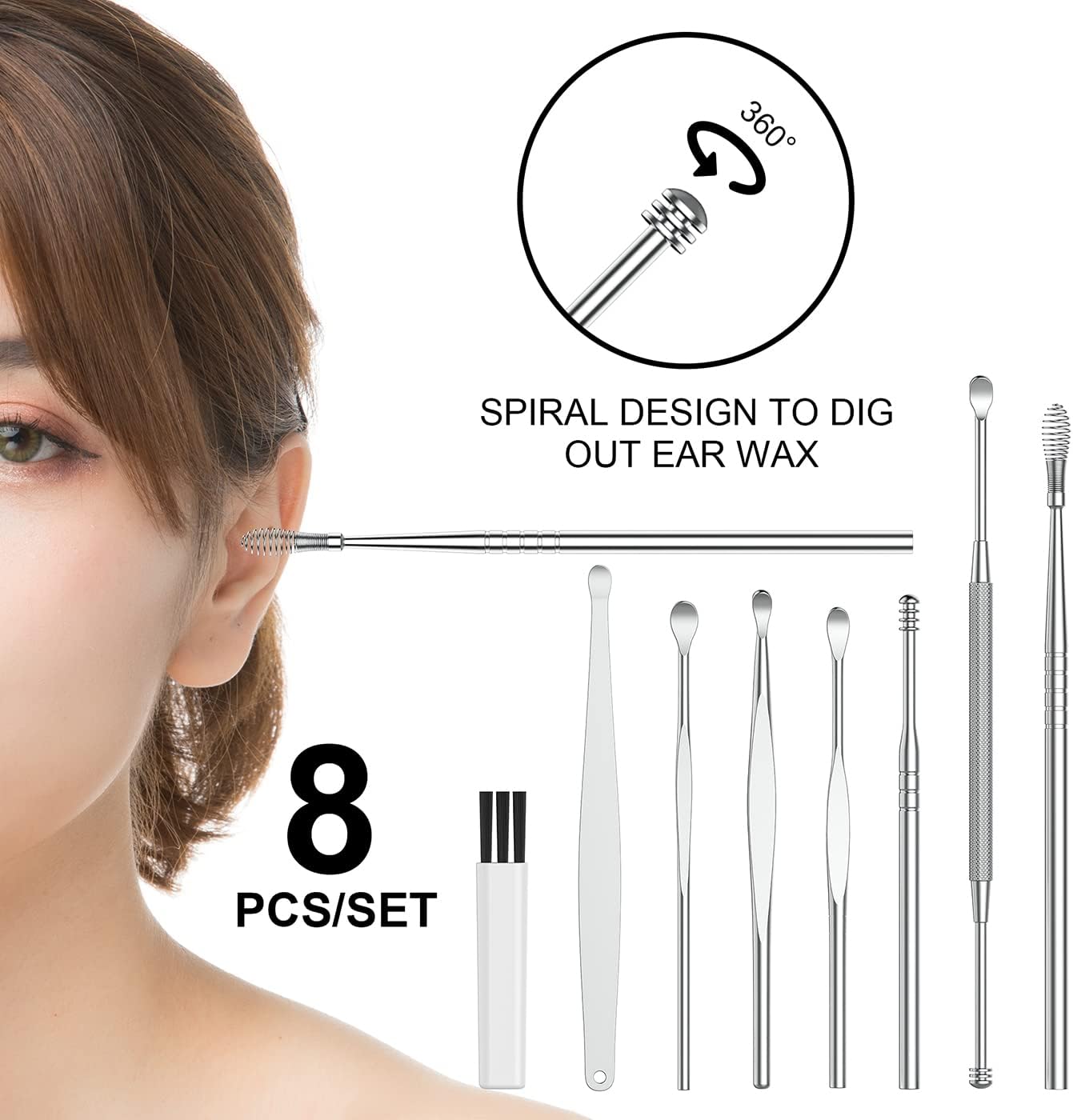 6pcs Ear Pick, Ronten Ear Curette LED Light Earwax Removal with Storage Box : Health & Household