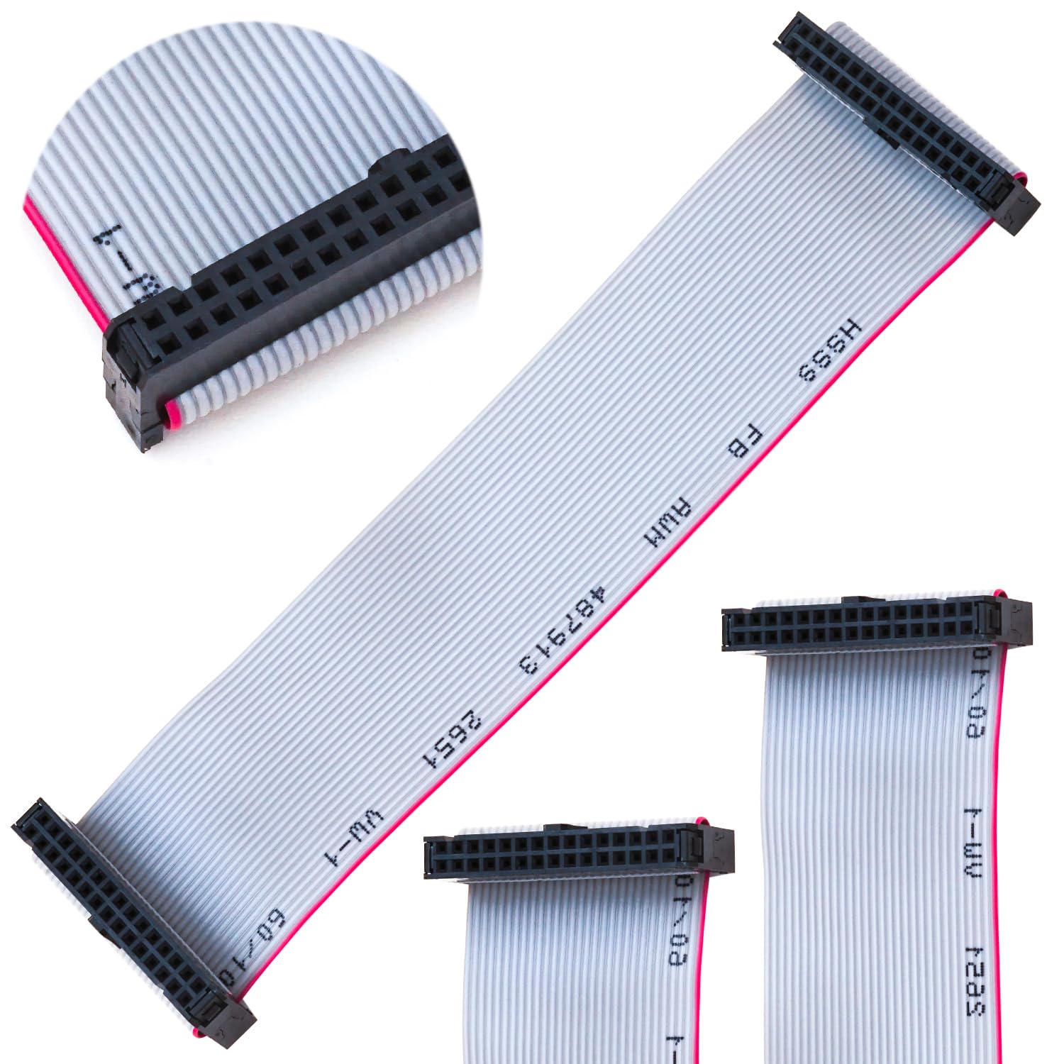 Flat Ribbon Cable 16-Pin IDE Extension Cable 50CM Length, 2Pcs (KS-FF16)