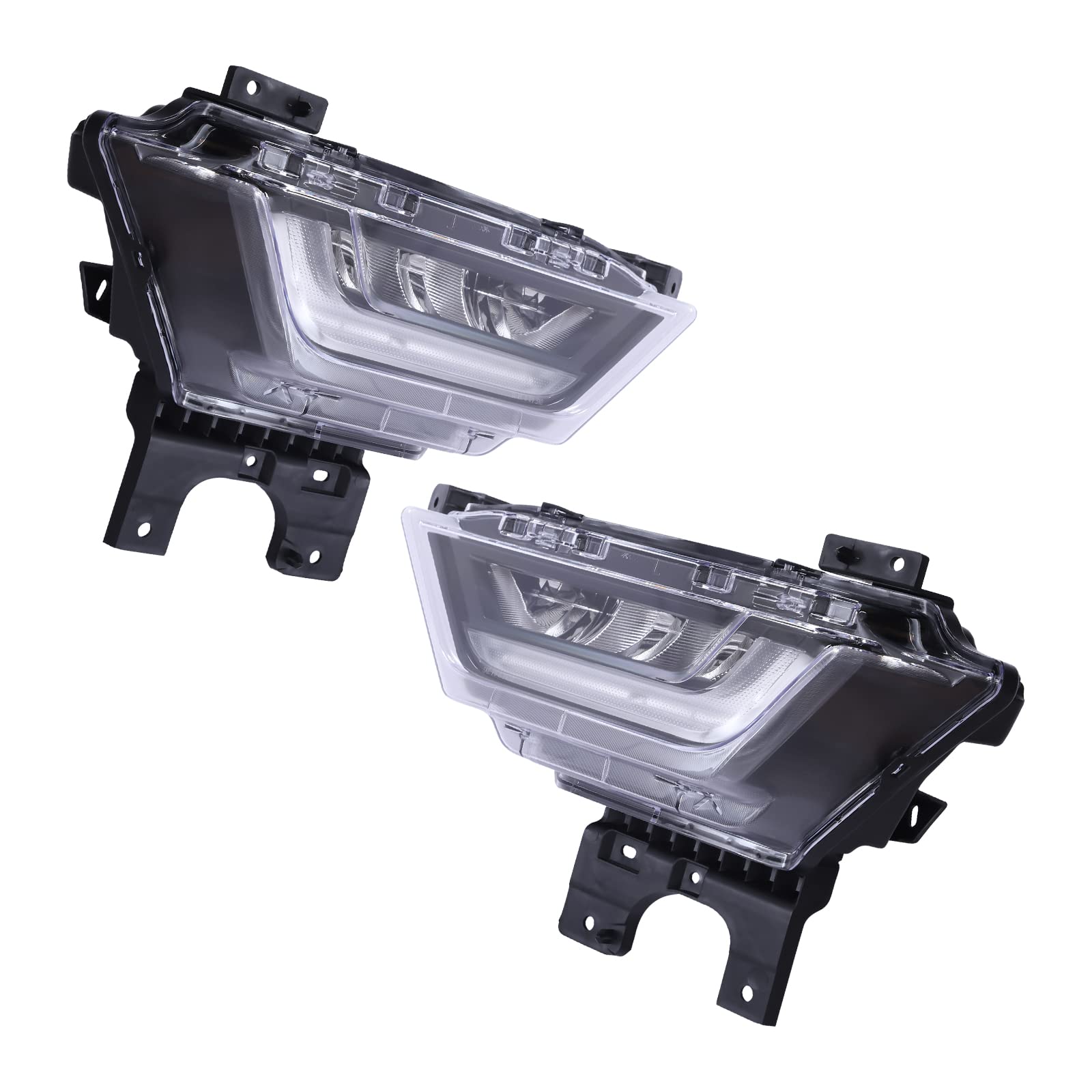 Full LED Fog Lights for Ford 2021-2022 F150, Full LED Front Bumper Fog Daytime Light Black Housing Durable Materia ML3Z15200B ML3Z15201B Left & Right Side (Left+Right)