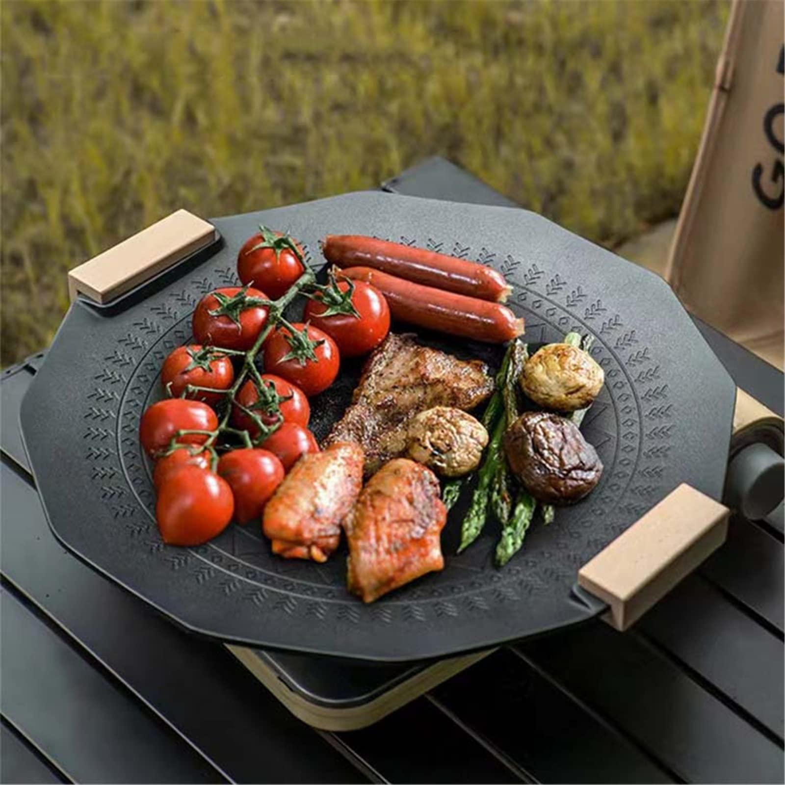  peak 鋳鉄グリルプレート　グリドル　焼肉 Amazon | 焼肉プレート グリドル パン デュアル ハンドル 鋳鉄