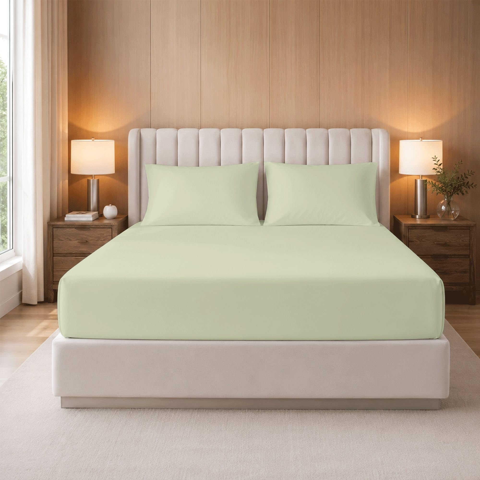 100% Egyptian Cotton Fitted Sheet Small Double, Three Piece 400 Thread Count Extra Deep 35cm Pocket with 2 Pillowcases, Luxury Bedding Set