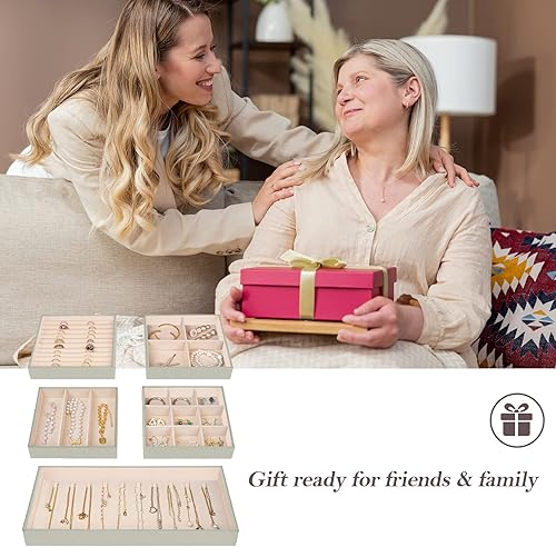 Miniatura 8 de ProCase Organizador apilable de cajones de joyería caja de almacenamiento de collares bandejas de exhibición de joyas para tocador cajones de