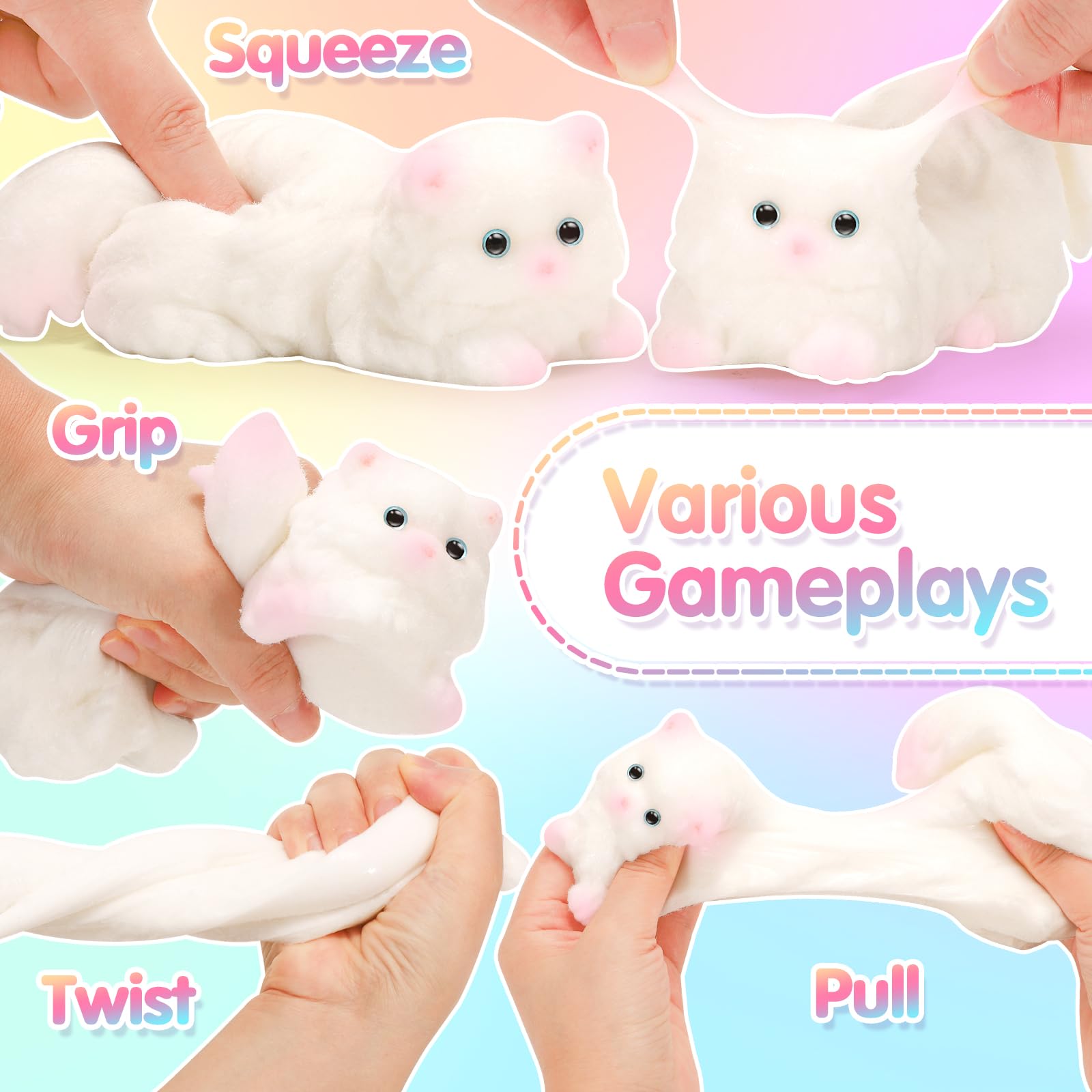 CatchCute - Juguetes sensoriales para gatos con cesta, juguetes sensoriales suaves para gatos para aliviar el estrés y la ansiedad, juguetes pegajosos, regalos de fiesta, regalo de cumpleaños de