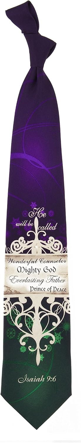 Eagles Wings Men's Finely Crafted Christmas Themed Necktie - His Name Is