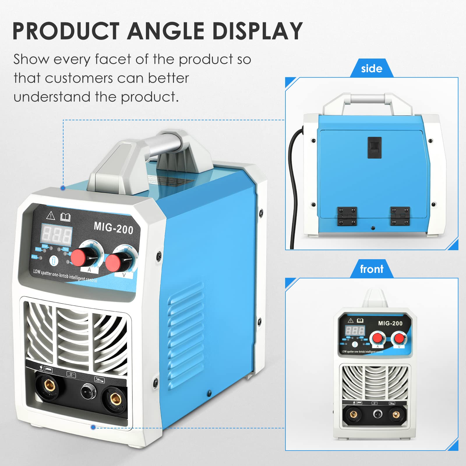 Aomdom Soldadora, Soldadora Inverter Portátil de 200 A y 220 V, Máquina de Soldadura Eléctrica ARC/MIG/TIG 3 en 1 con Pantalla LCD, Kit de Soldadura Inverter IGBT para Automoción, Plomería y Bricolaje