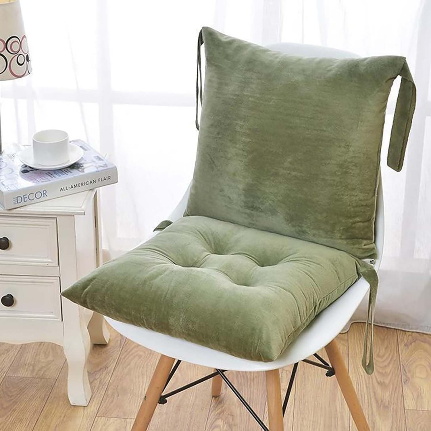 Dining Chair Pad with Ties Back Chair Cushions 1/2/4 Pieces One-Piece Thickened Velvet Office Chair Seat Cushion 16x 32in Non Skid Slip Indoor Outdoor Chair Cushions(#3,40x80cm 2pcs)
