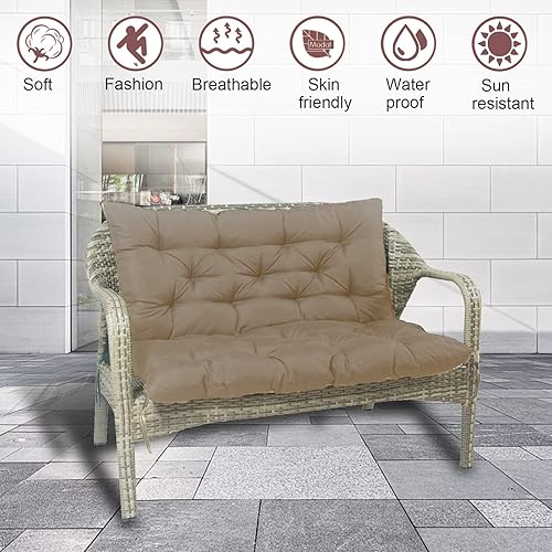 Miniatura 4 de Cojines de repuesto para columpio con respaldo, 3 plazas, antideslizantes e impermeables, cojines para columpio al aire libre, sofá biplaza/banco de