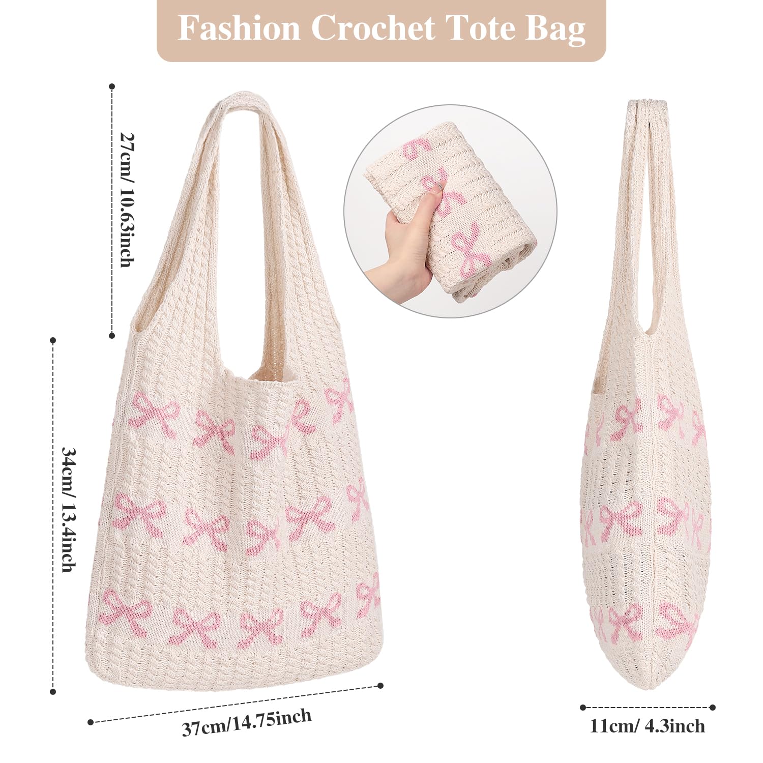Sightor Bolsa de mano de ganchillo, bolsa de playa de malla de punto para verano, bolsa hobo de vacaciones boho para mujer