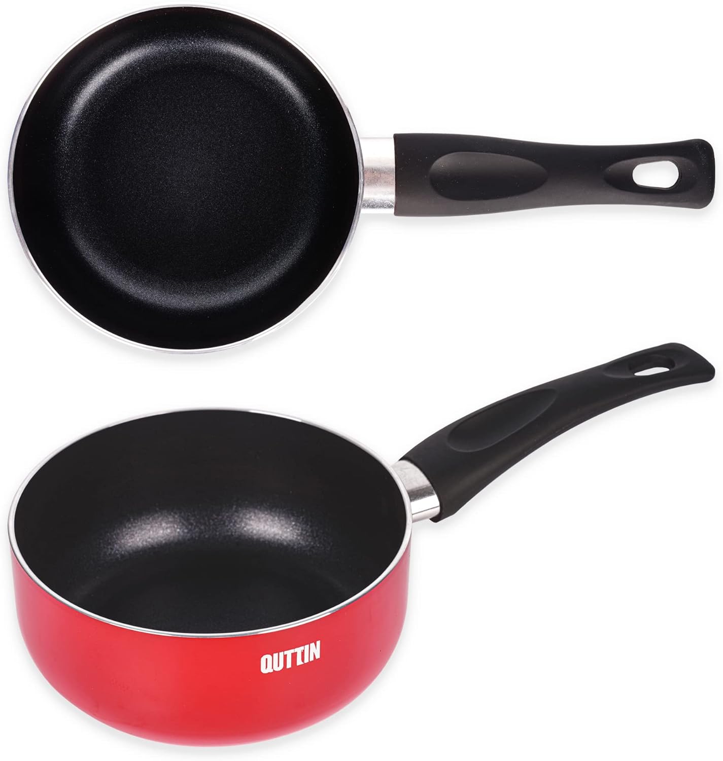 Quttin | Induction Saucepan 16 cm Forged Aluminium Double Layer Suitable for Induction – Induction Saucepan 16 cm Glass-Ceramic, Gas, Electric and Halogen – Saucepan 16 cm Non-Stick