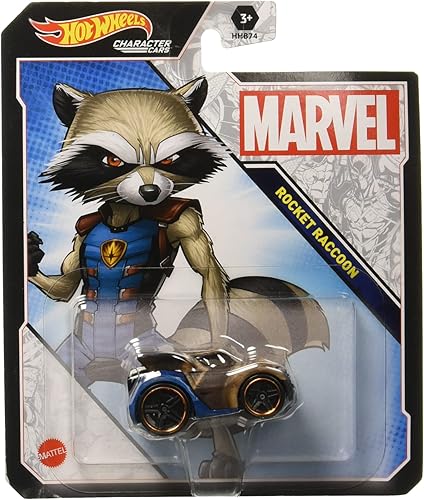Hot Wheels Character Cars Marvel Rocket Toy Vehicle for Ages 3 and Up