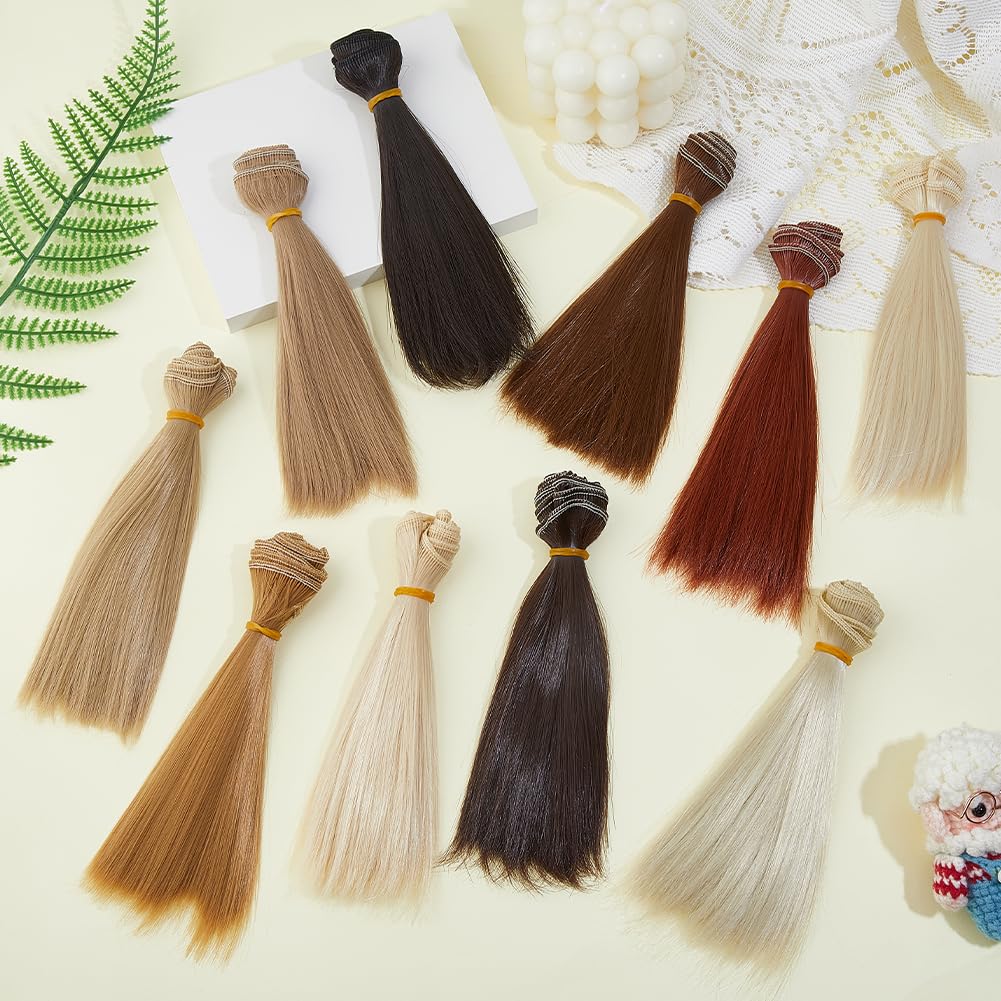 DICOSMETIC 10 parrucche per bambola, 10 colori, 15,5 cm, capelli corti dritti in plastica