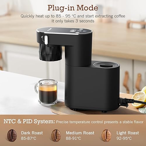 Miniatura 5 de SIMPLETASTE Máquina de café espresso de 20 bares, cafetera multifunción portátil con infusión fría y caliente, opciones de alimentación dual, tanque