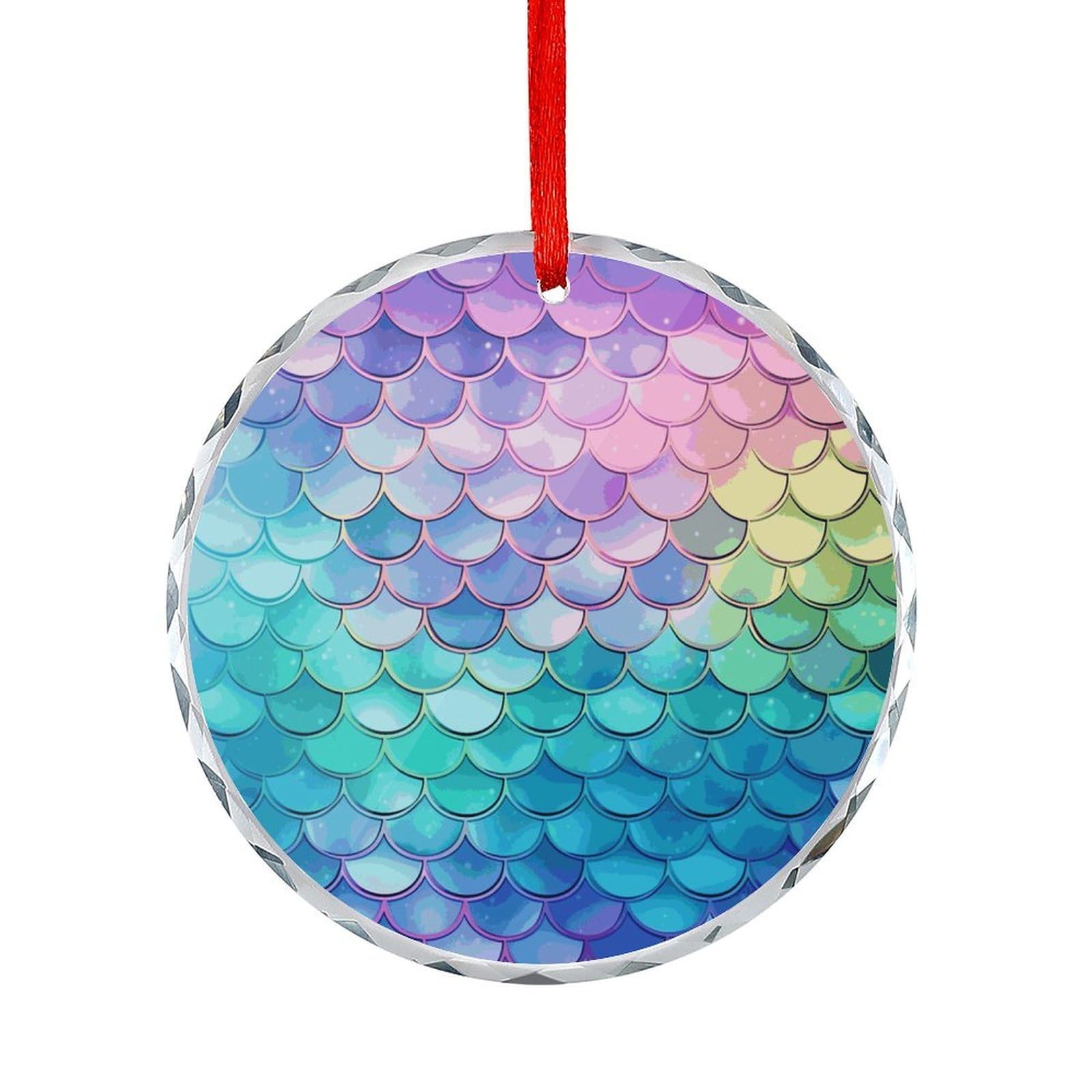 Fodpand Women's Style Dreamy Gradient Mermaid Scales Round Glass Ornament Keepsake Gift Exchange Ideas Car Decor,Christmas Ornaments For Tree Window Garden Ornaments