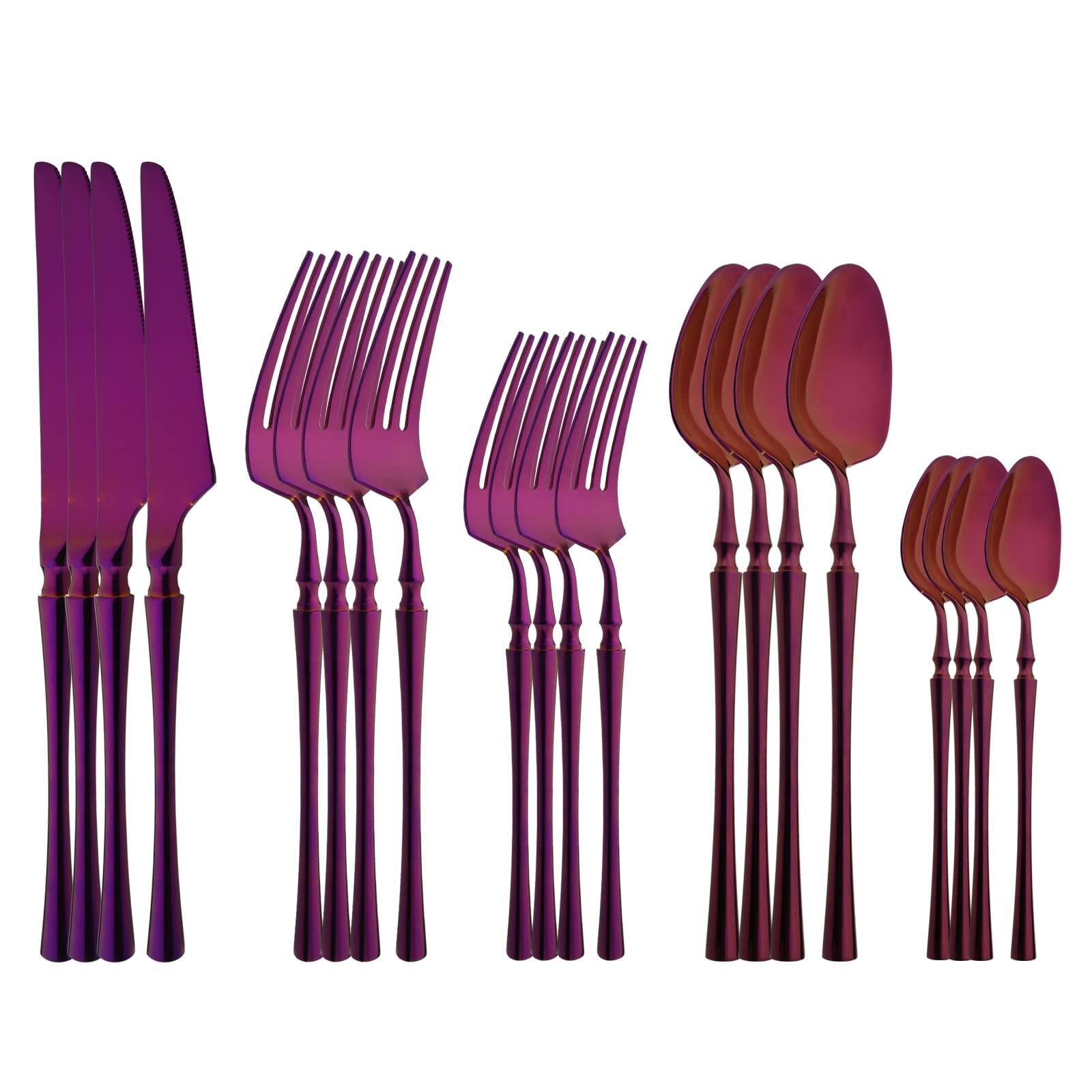 Uniturcky Silverware Flatware Cutlery Set, 20-piece Stainless Steel Tableware Utensils Set Service for 4, Include Spoons Knives Forks Set, Mirror Finish Silverware Set, Dishwasher Safe (Purple)