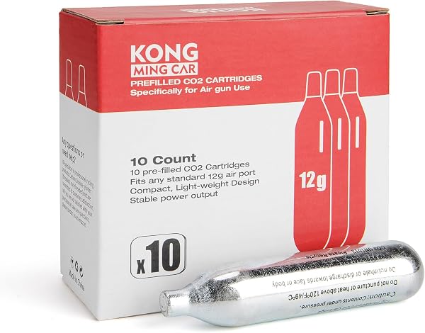 KONG MING CAR Cartouches CO2, Bouteille de gaz CO2 Haute pureté avec boîtier en Acier, sans Huile & Conception Anti-Fuite pour appareils pneumatiques & Accessoires - 1