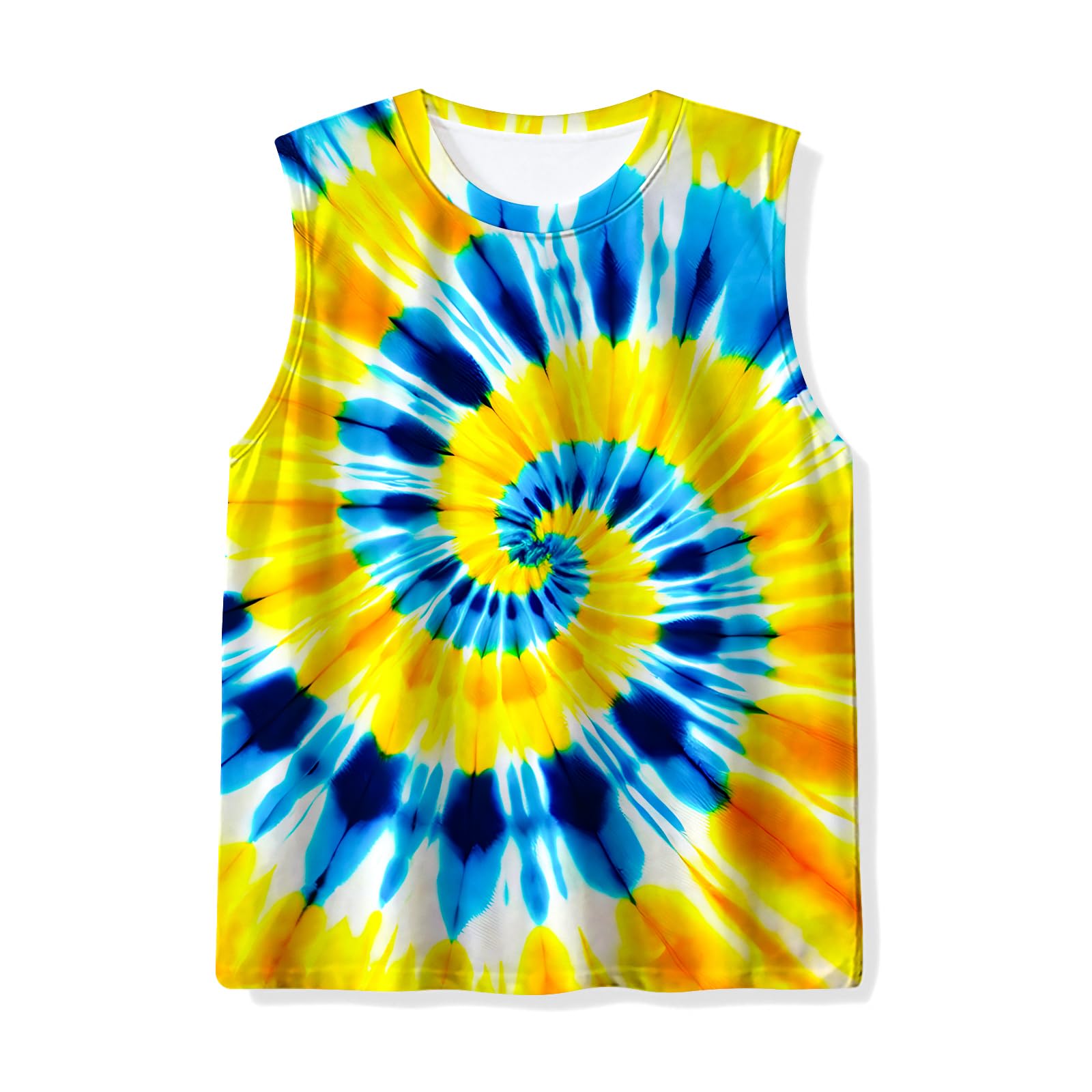 Kids Tie Dye Tank Tops Childrens Sleeveless T Shirts Hippies Tees for 5-14 Years Boys Girls