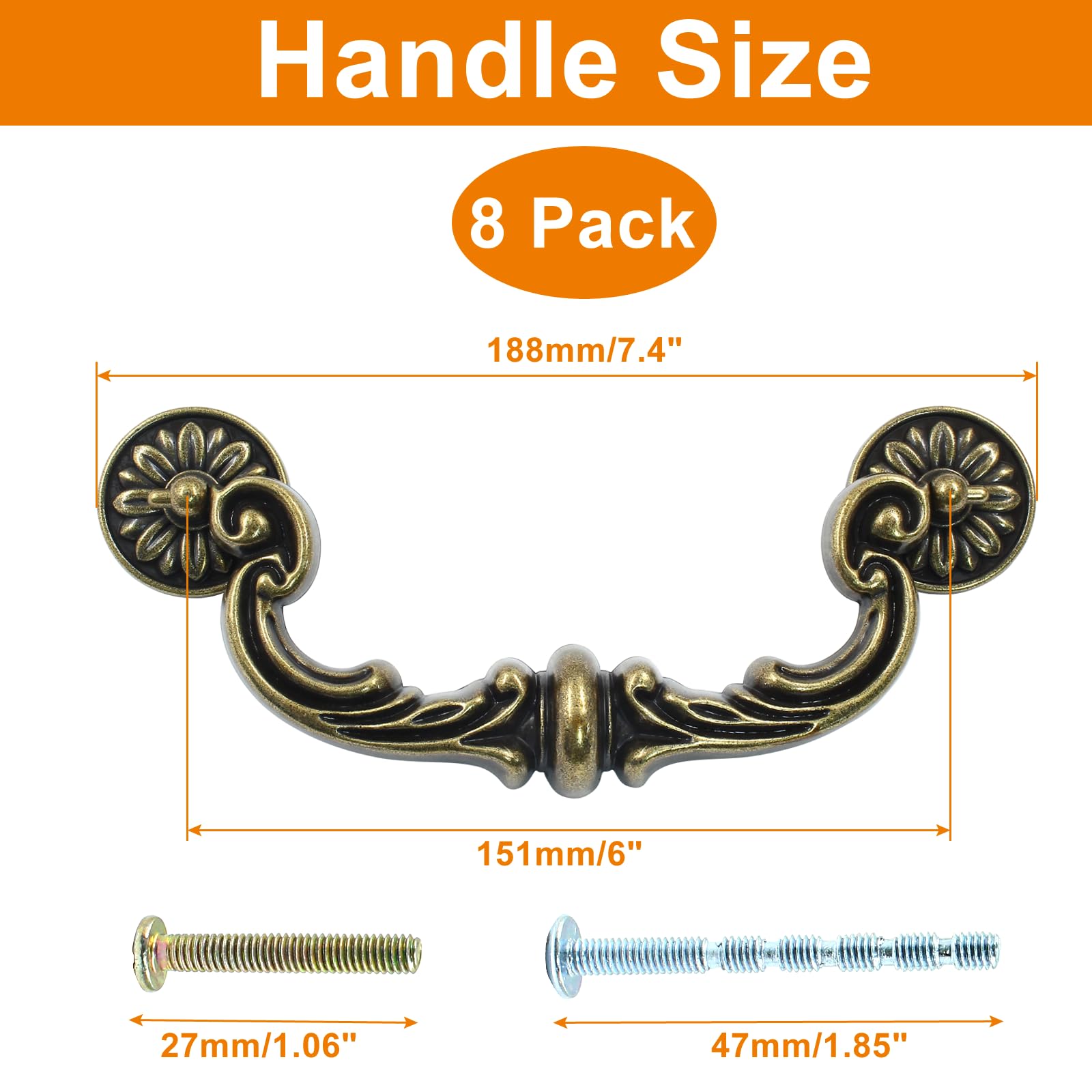 Biaungdo 8 Pcs 150mm/6 Inch Hole Center Pull Handles, Zinc Alloy Rustic Vintage  Style Drop-Down Bail Swing Dresser Pull Handle Antique Drawer Handles for  Kitchen, Cabinet (Yellow Bronze) - Amazon.com