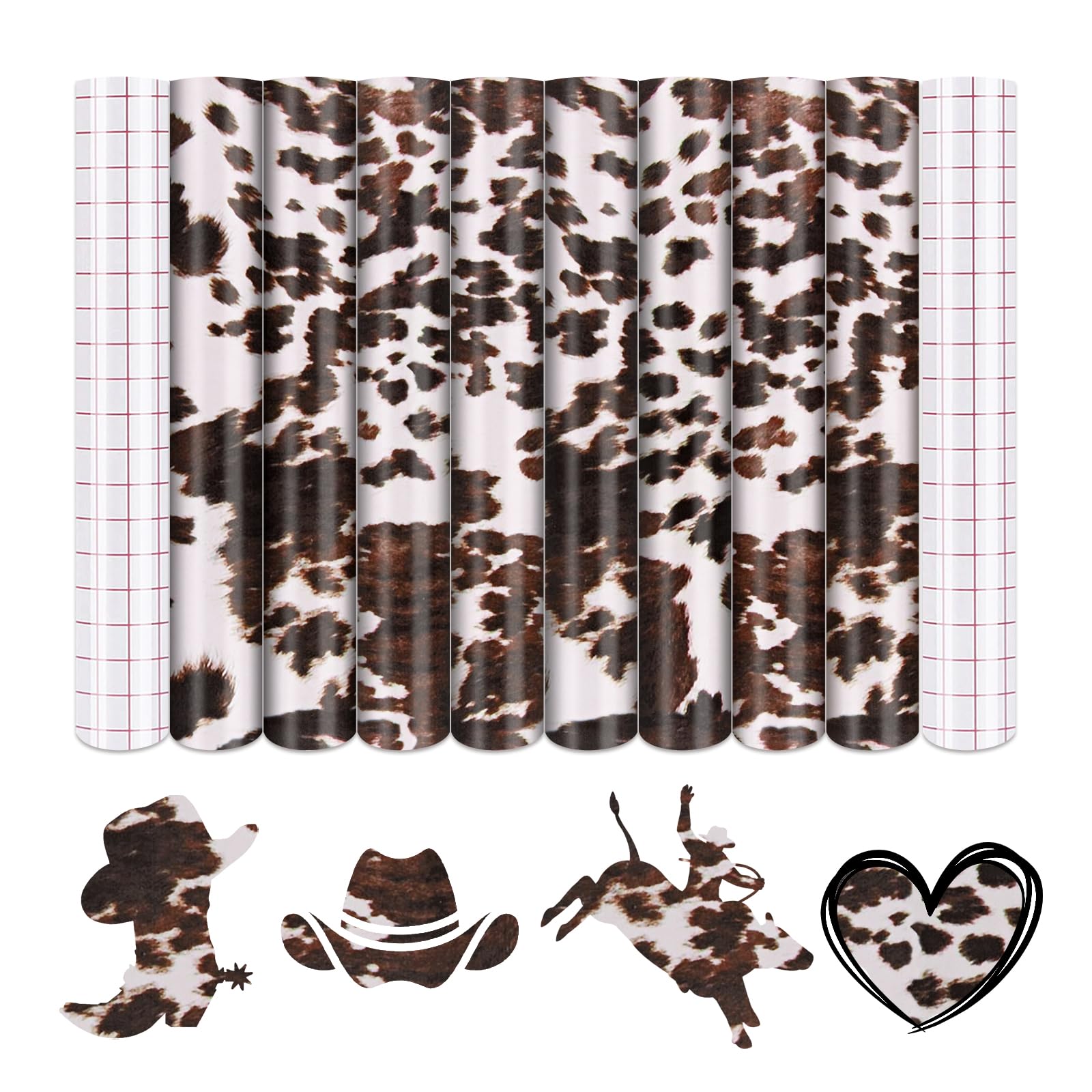 Tintnut Cow Print Permanent Vinyl 8 Sheets 12x10in Permanent Adhesive Vinyl
