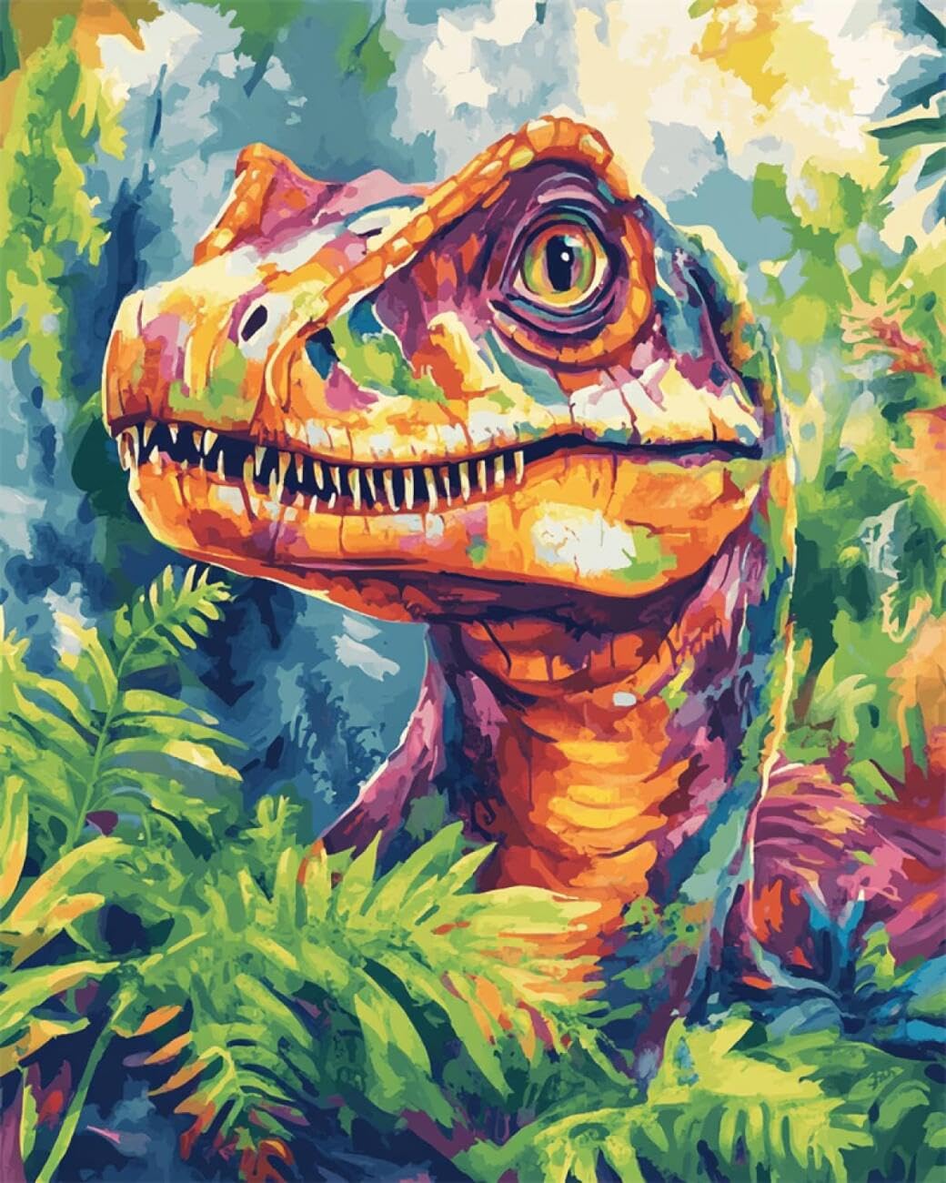 AxiangziK DIY Stamped Cross Stitch Kit Colorful Dinosaur 11CT 60x80cm