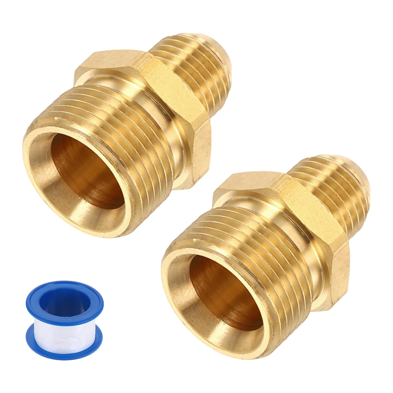sourcing map 2 adattatori per idropulitrice, M22 da 14 mm maschio a M14 maschio, raccordi a connessione rapida, in ottone, con nastro sigillante per idropulitrici a pressione