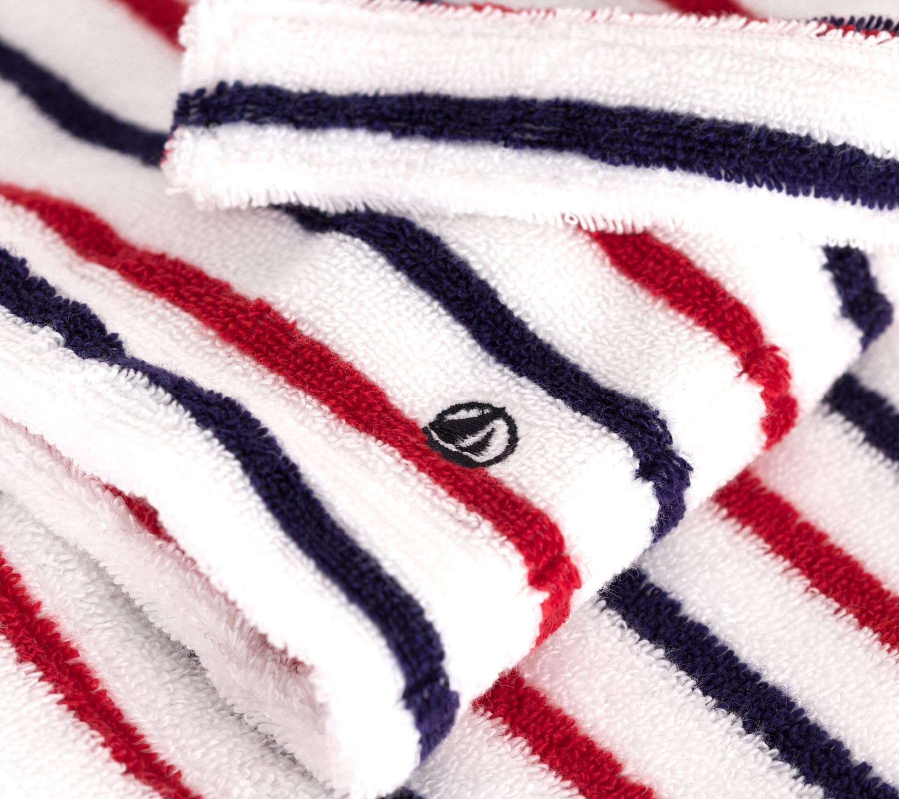 Petit Bateau Accappatoio Bambino in Spugna Cotone a Righe, Marshmallow/Multico, 2 anni