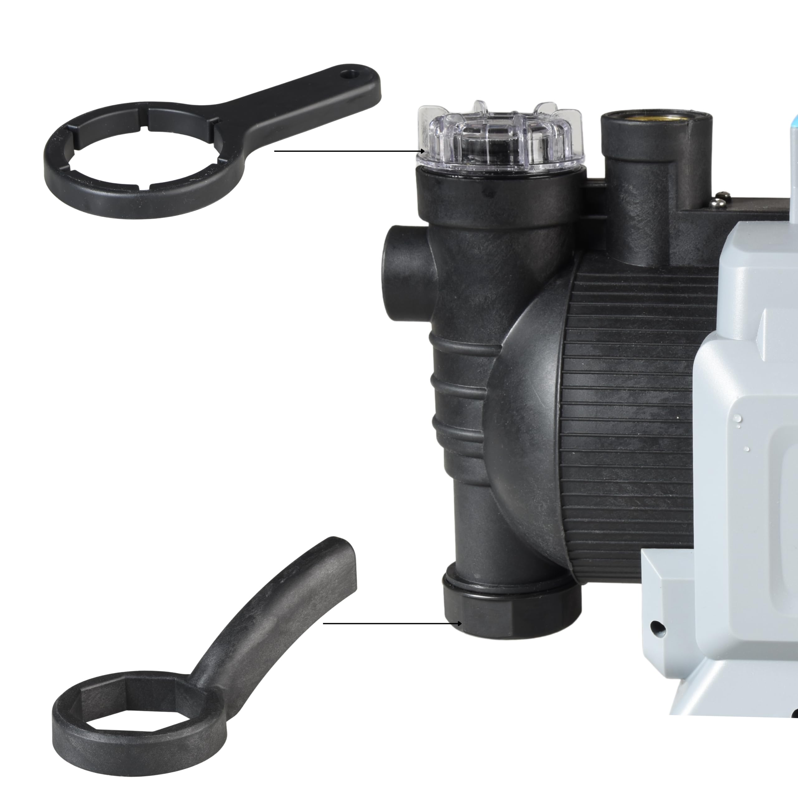 Gartenpumpe HANDY 5000 AUTO (1300 W, 5100 l/h, 50 m Förderhöhe, 5 bar) - Intelligente Wasserpumpe mit automatischer Steuerung - mit Vorfilter, LC-Display mit Timer - Gartenbewässerung & Rasensprenger