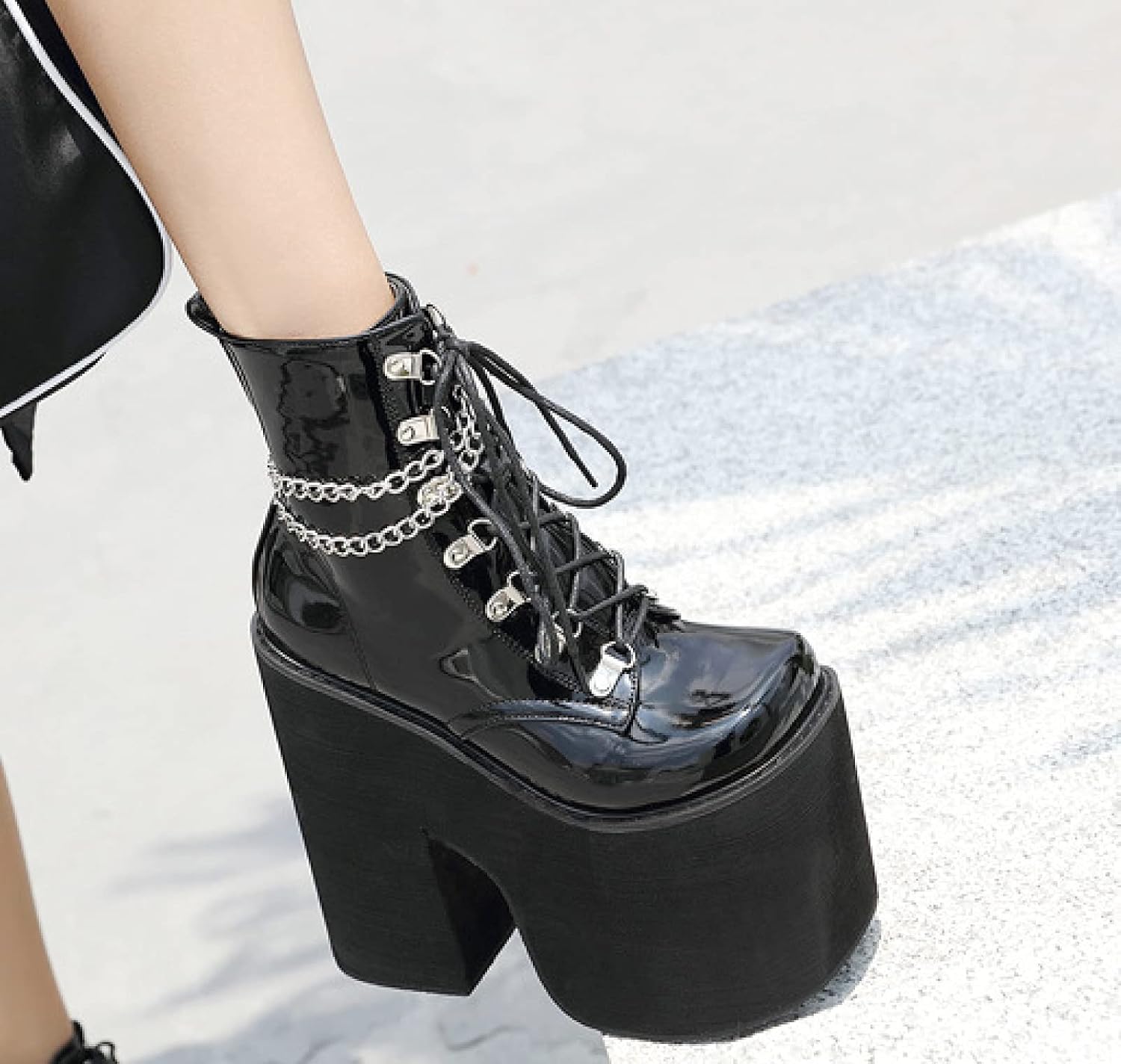 chunky black platform shoes
