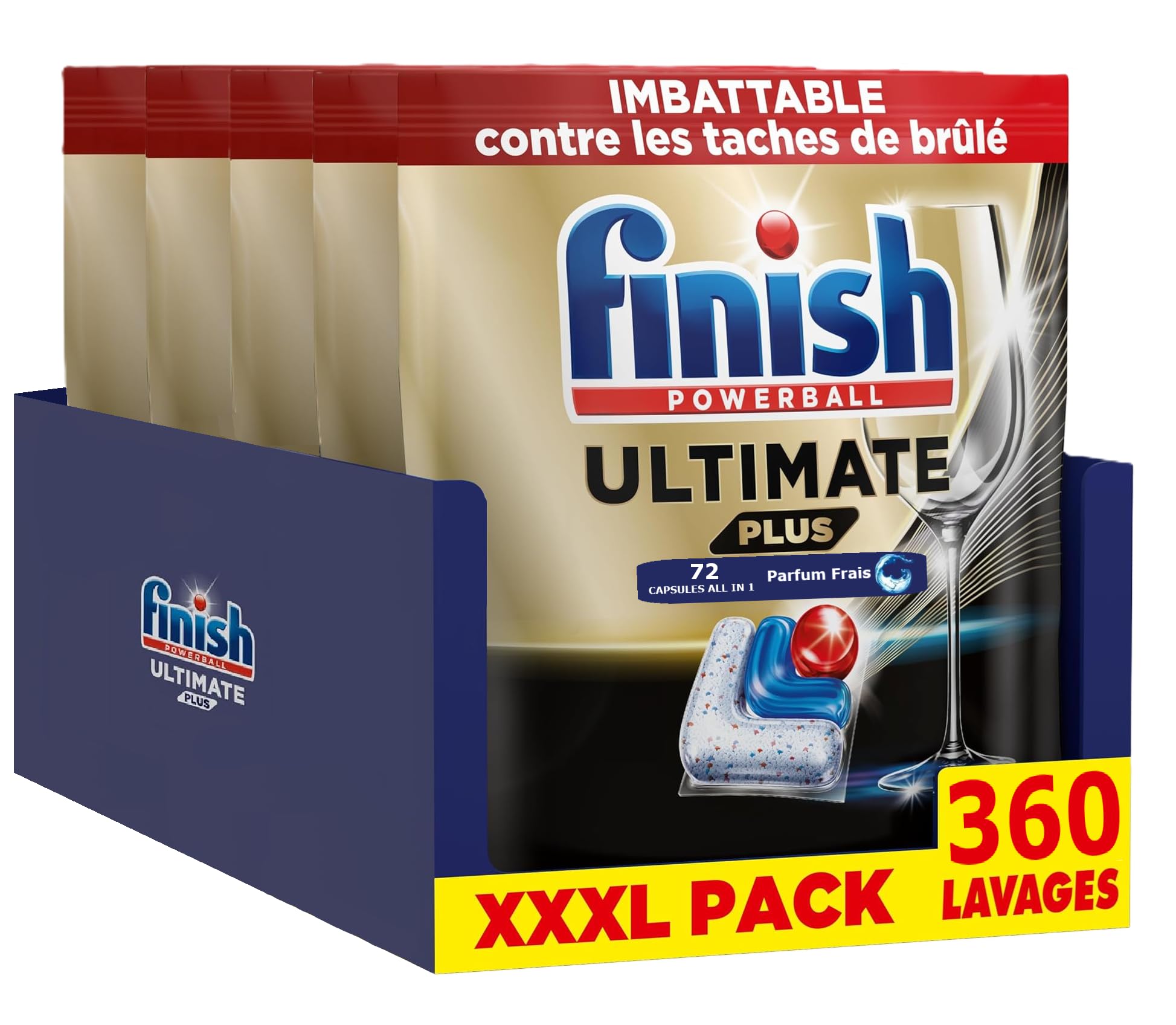 Finish lave vaisselle Ultimate Plus Pastilles Lave-Vaisselle All in One- Parfum Frais - 360 Tablettes Lave-Vaisselle