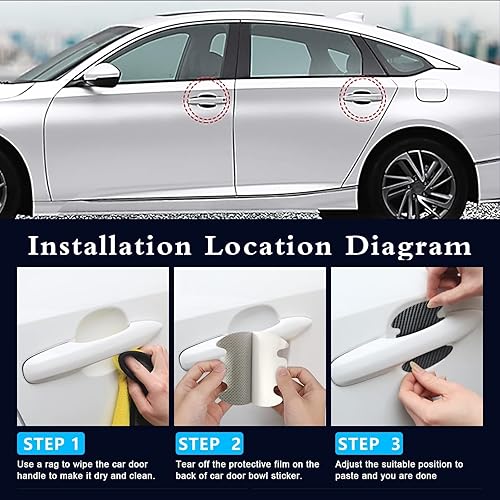 Miniatura 3 de 4 calcomanías para manija de puerta de automóvil, 3.3 x 3.4 pulgadas, protector de pintura de fibra de carbono de cuero, manija de puerta,