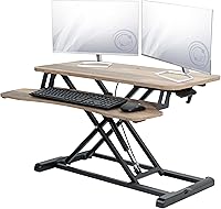 Vista 19 de VIVO Convertidor de escritorio de 32 pulgadas, Serie K, elevador ajustable de altura para sentarse y pararse, estación de trabajo para monitor dual