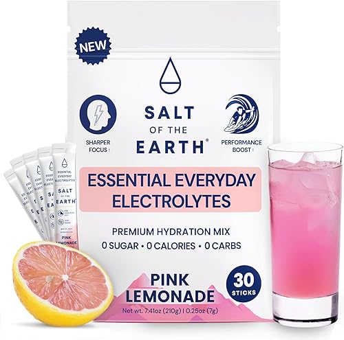 Salt of the Earth Electrolito de alta calidad sin azúcar  Hecho con sal rosa del Himalaya  Paquetes de polvo de hidratación  Ingredientes premium