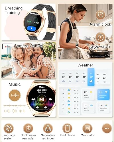 Miniatura 8 de Relojes inteligentes para mujer, 1.27 pulgadas, pantalla táctil TFT, reloj inteligente para responderhacer llamadas, seguimiento de actividad y