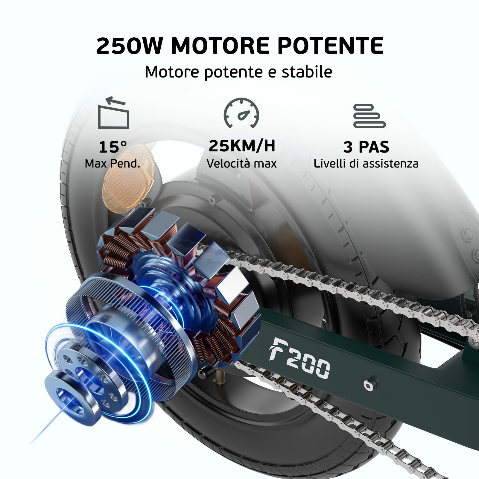 ESKUTE F200 Bici Elettrica, Bicicletta Elettrica Pieghevole Mini 14", Batteria 36V 7.8Ah, 25 KM/h & Autonomia 35–50 KM, Supporto USB per Cellulare, Sella Erg., E-bike per Pendolari Urbani