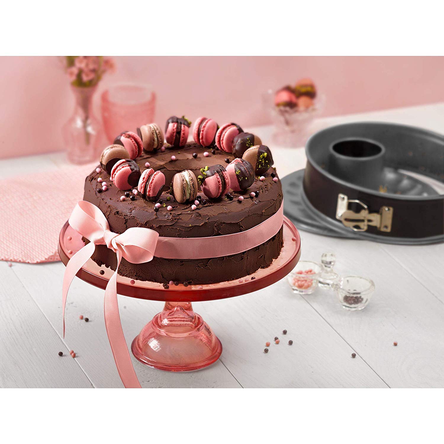 Kaiser Moule à charnière avec fond Tube Ø 28 cm Inspiration très bon Anti-Adhérent Bec Protection Brunissement Uniforme par chaleur optimale
