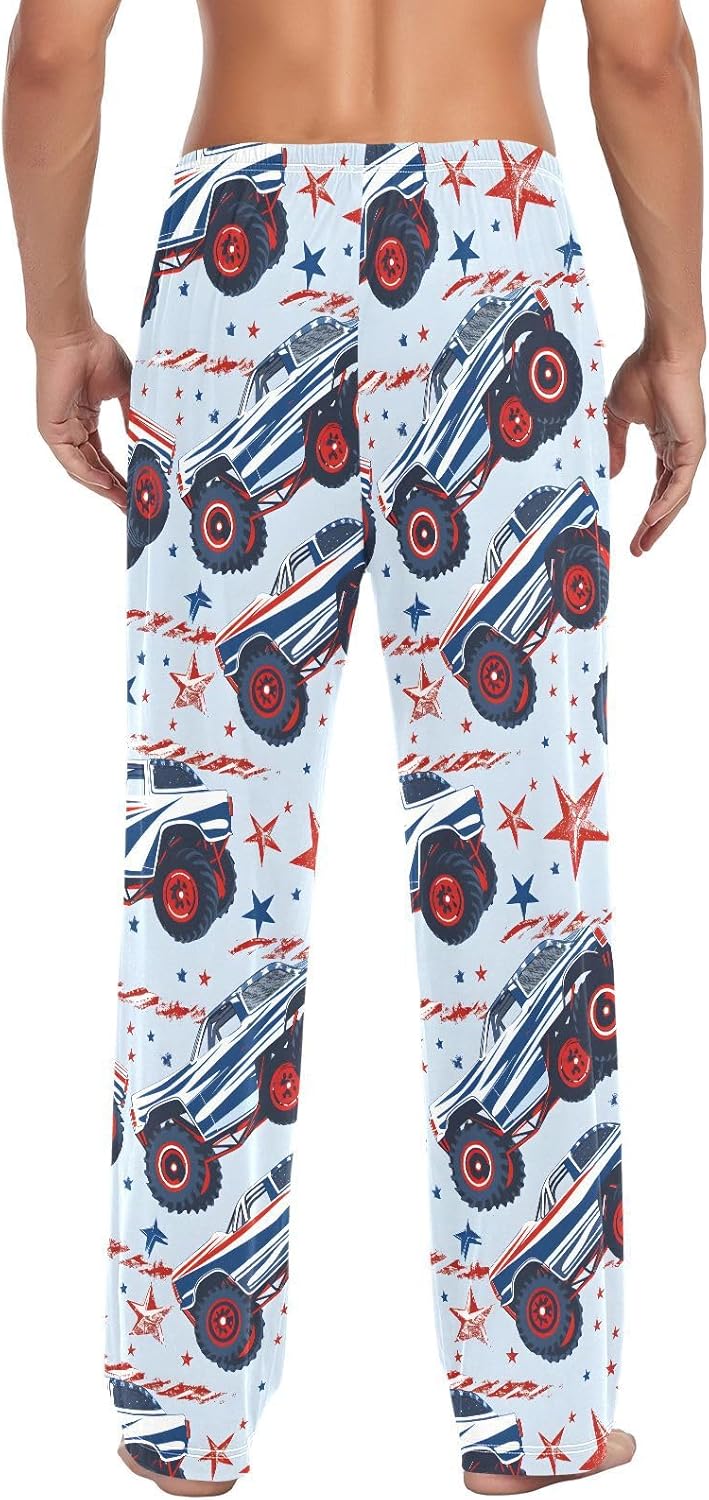 ALAZA Us Monster Truck Men's Pajama Pants Men Cotton Pajama Bottoms with Pockets, S