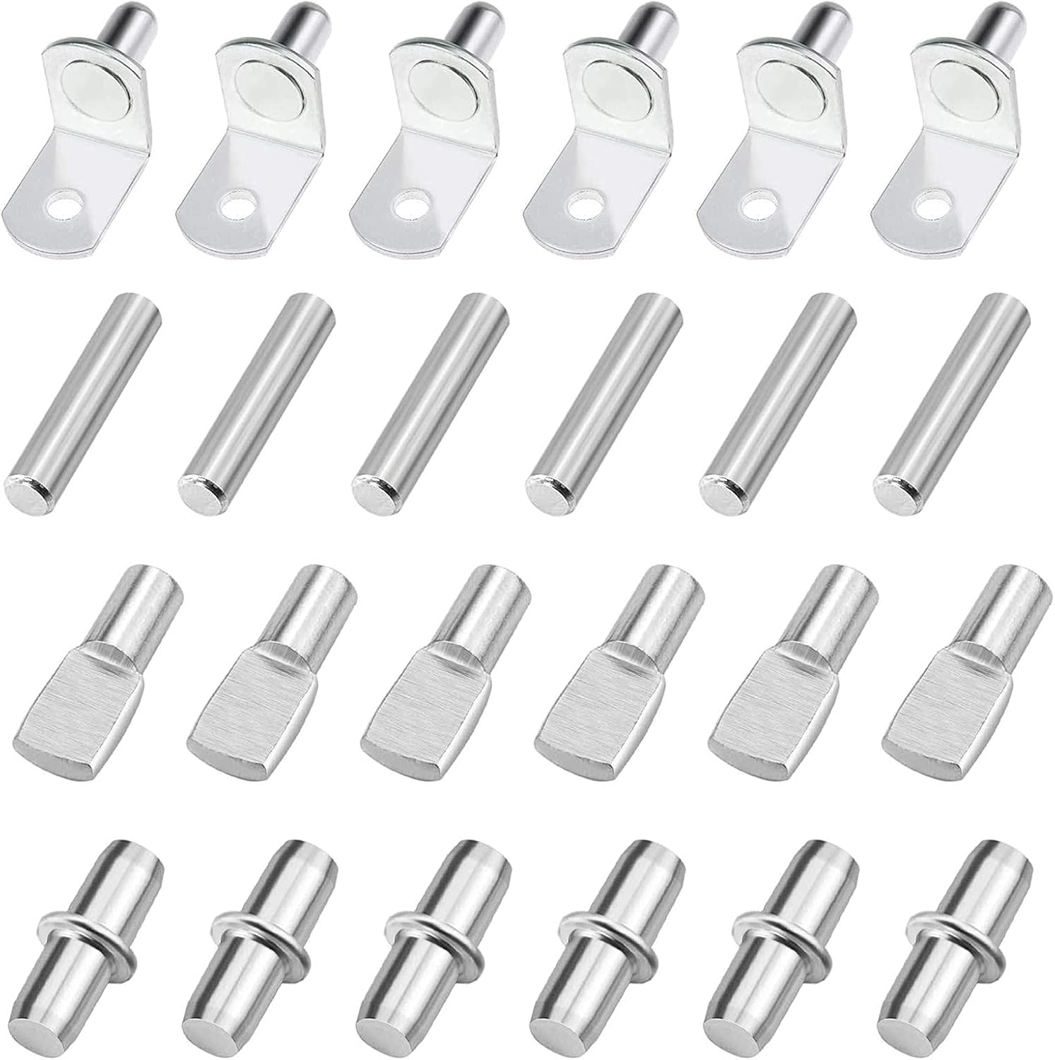 Set 120 Perni Per Mensole E Mobili - 4 Stili, Nichel Argentato, Per Fori Da 5-6 Mm - Foto 4