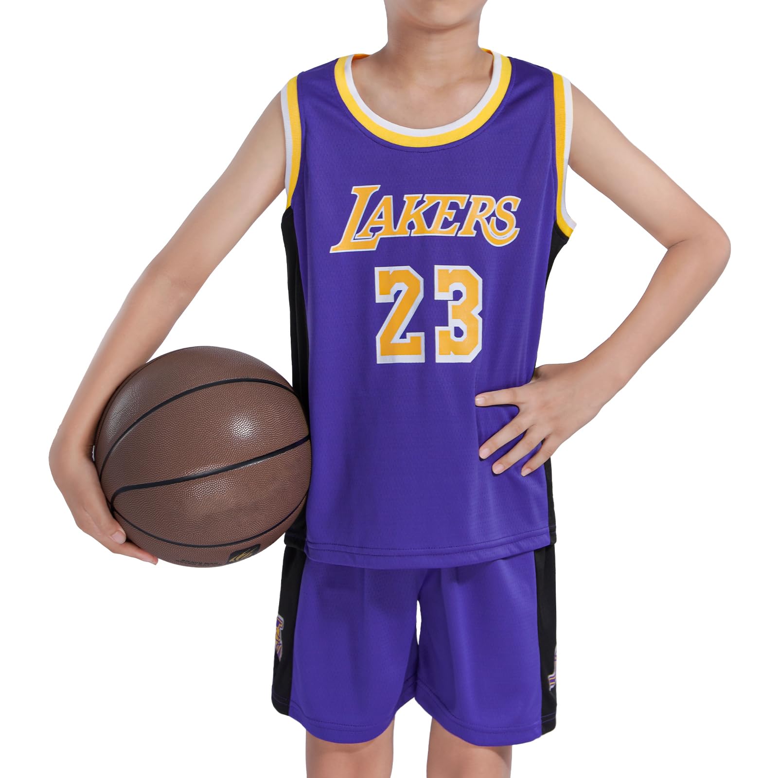 Maillot Basketball Enfant 2 Pièces, Tenue Basket Enfant Entraînement de Basketball, Maillot de Basket Enfant à Séchage Rapide + Short