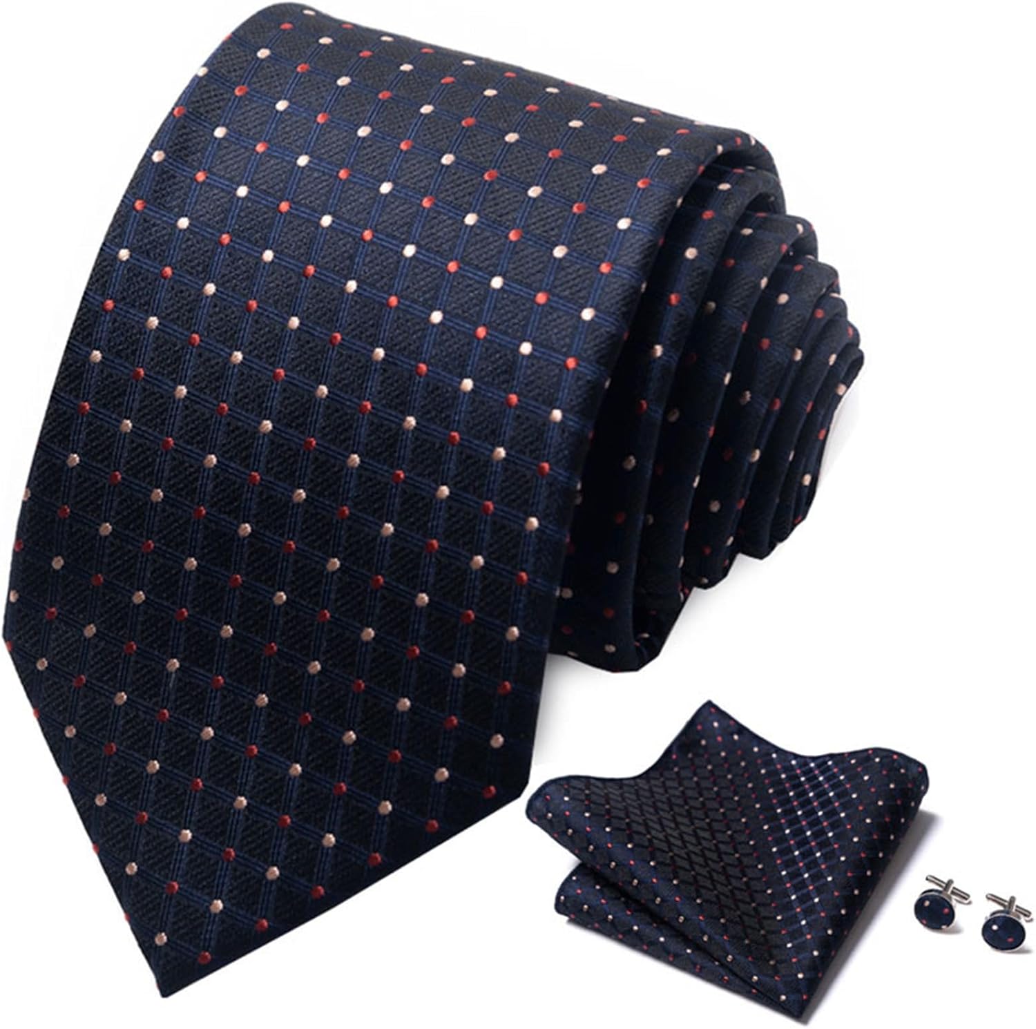 Tie for Men Men's Tie Set Classic with Handkerchief Cufflinks for Wedding Business
