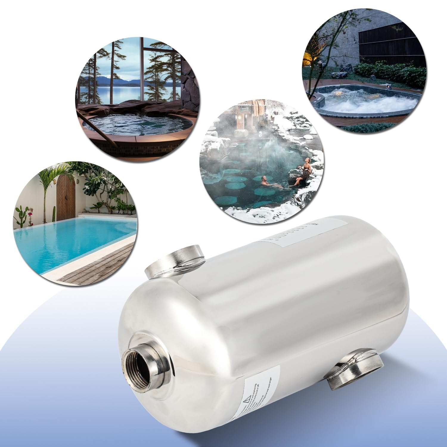 Calentador de piscina de acero inoxidable, 28 kW, intercambiador de calor para piscina, intercambiador de calor de 150 l/min, flujo de agua caliente 18 L/min, intercambiador de calor para