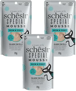 Schesir Special Skin & Coat Cat Mousse, Salmon – Grain-Free High-Protein Wet Food for Cats of All Life Stages, Boosts Skin... Price In India