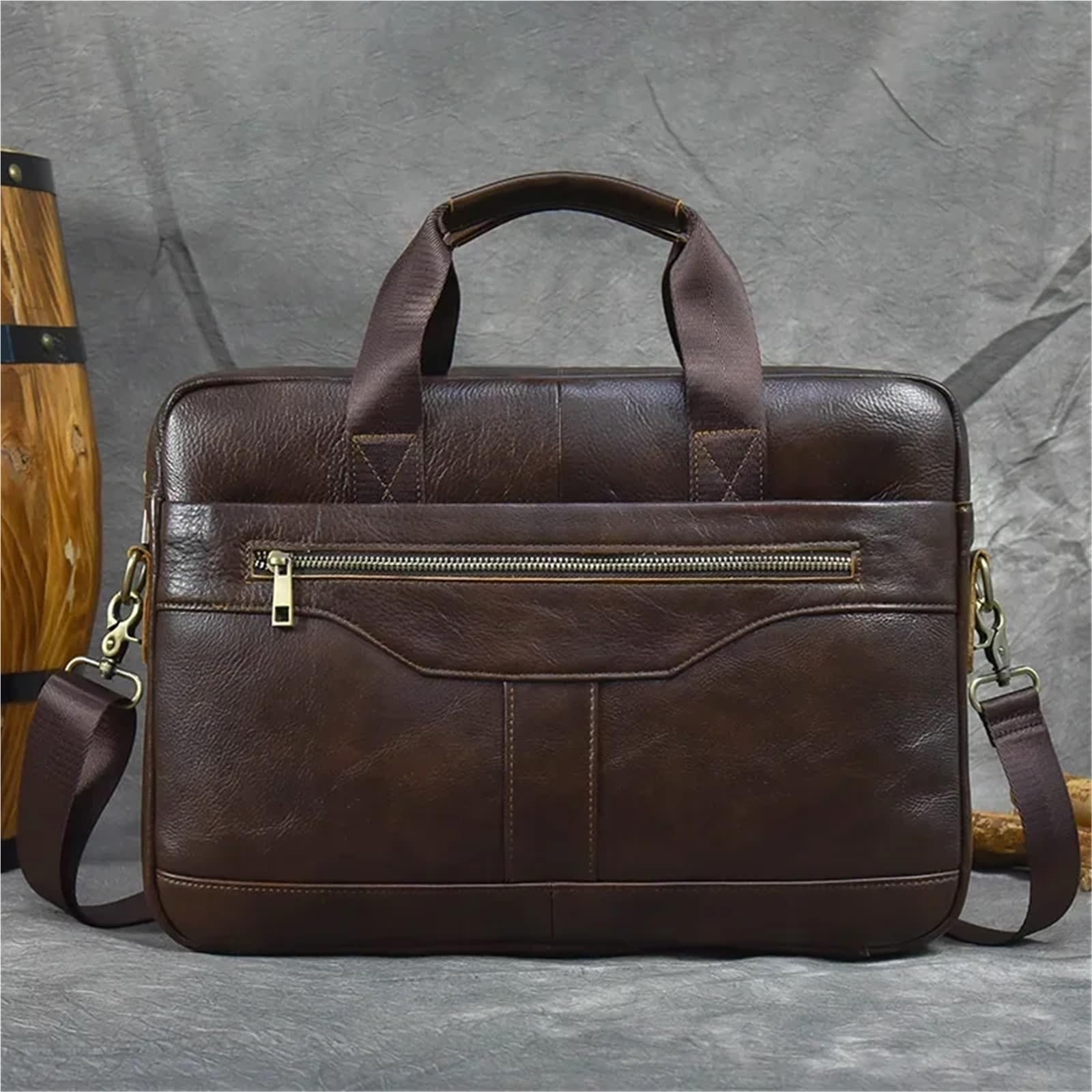Bolso Mensajero De Cuero Maletín de cuero for ordenador portátil 15,6 pulgadas, bolso mano piel vaca for hombre, bandolera for En Viaje De Negocios