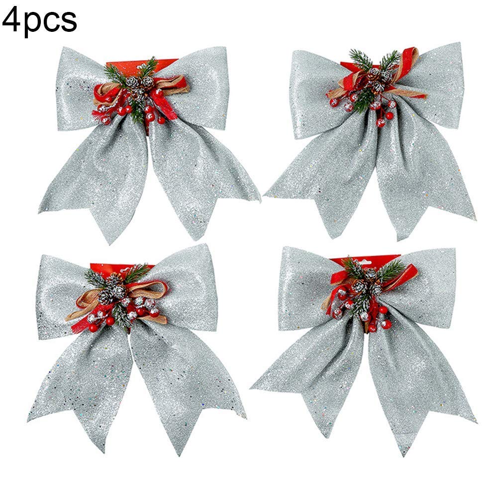 4 Piezas Grandes Arcos navideños Rojos Arcos Decorativos navideños con Gran Lazo navideño para Regalos Guirnalda Guirnalda árbol de Navidad Decoraciones navideñas