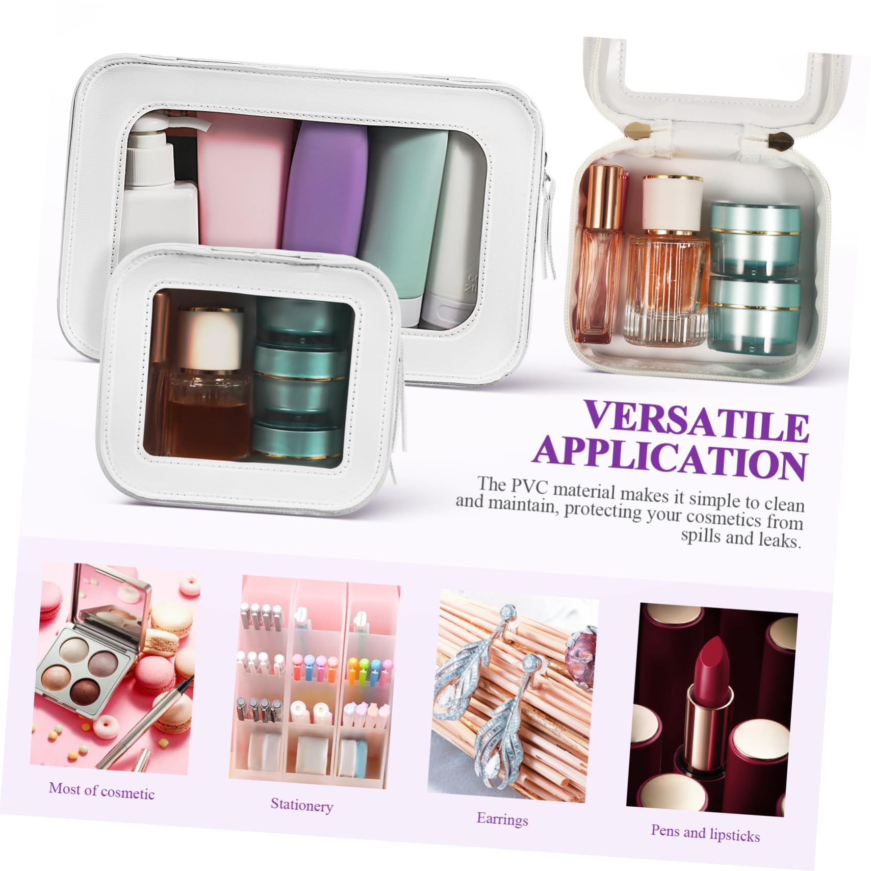 Beavorty Borsa Cosmetici Trasparente in Pvc Grande Capacità per Viaggio Donna con 2 Pezzi Beauty Case Portatile per Trucchi