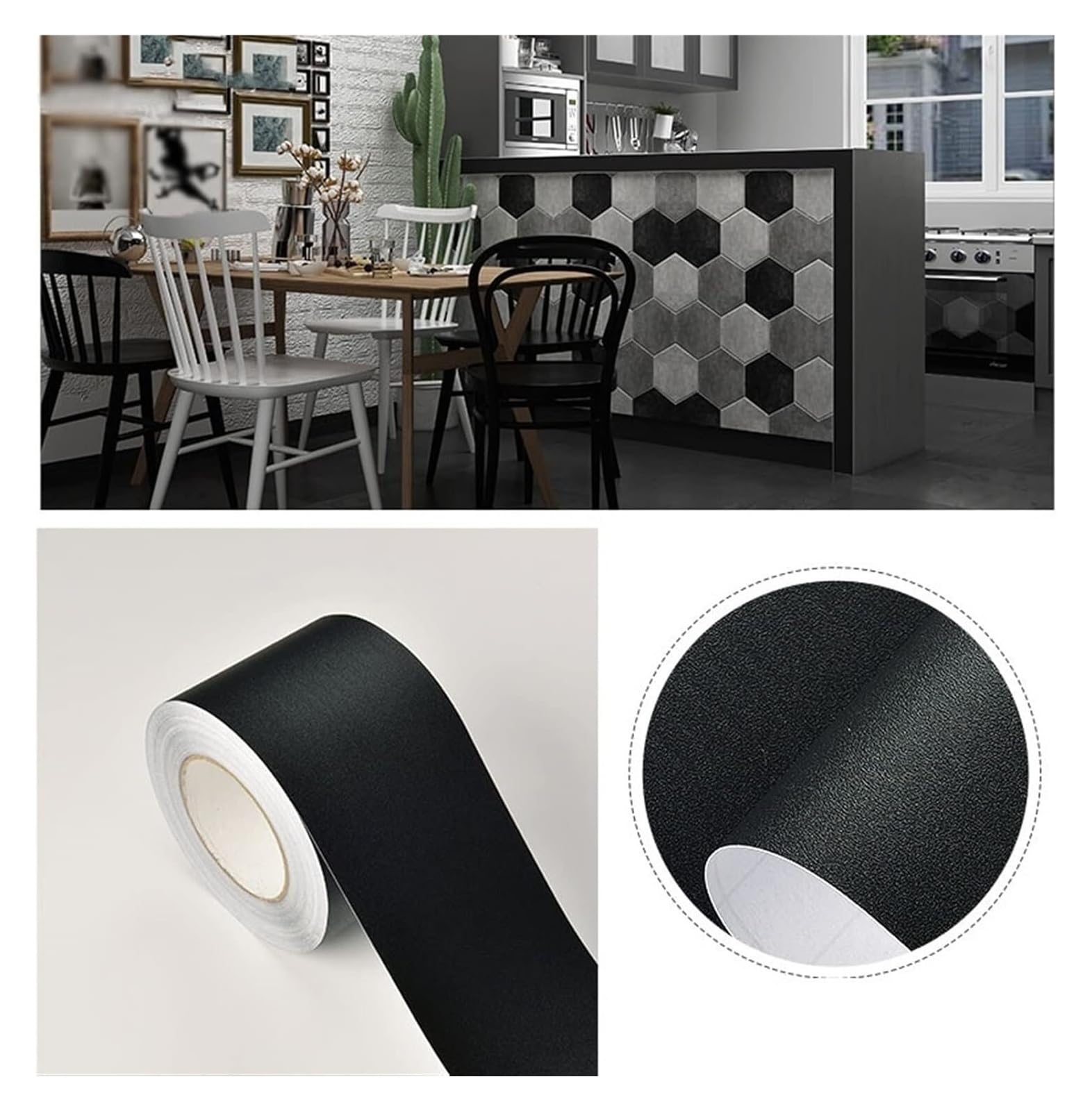 Listwa ozdobna do tapet, samoprzylepna, listwa ozdobna do ścian, samoprzylepna, 16,4 stopy, panele odklejane i przyklejane, dekoracja sufitowa(Matte Black,15cm(W) X5m(L))