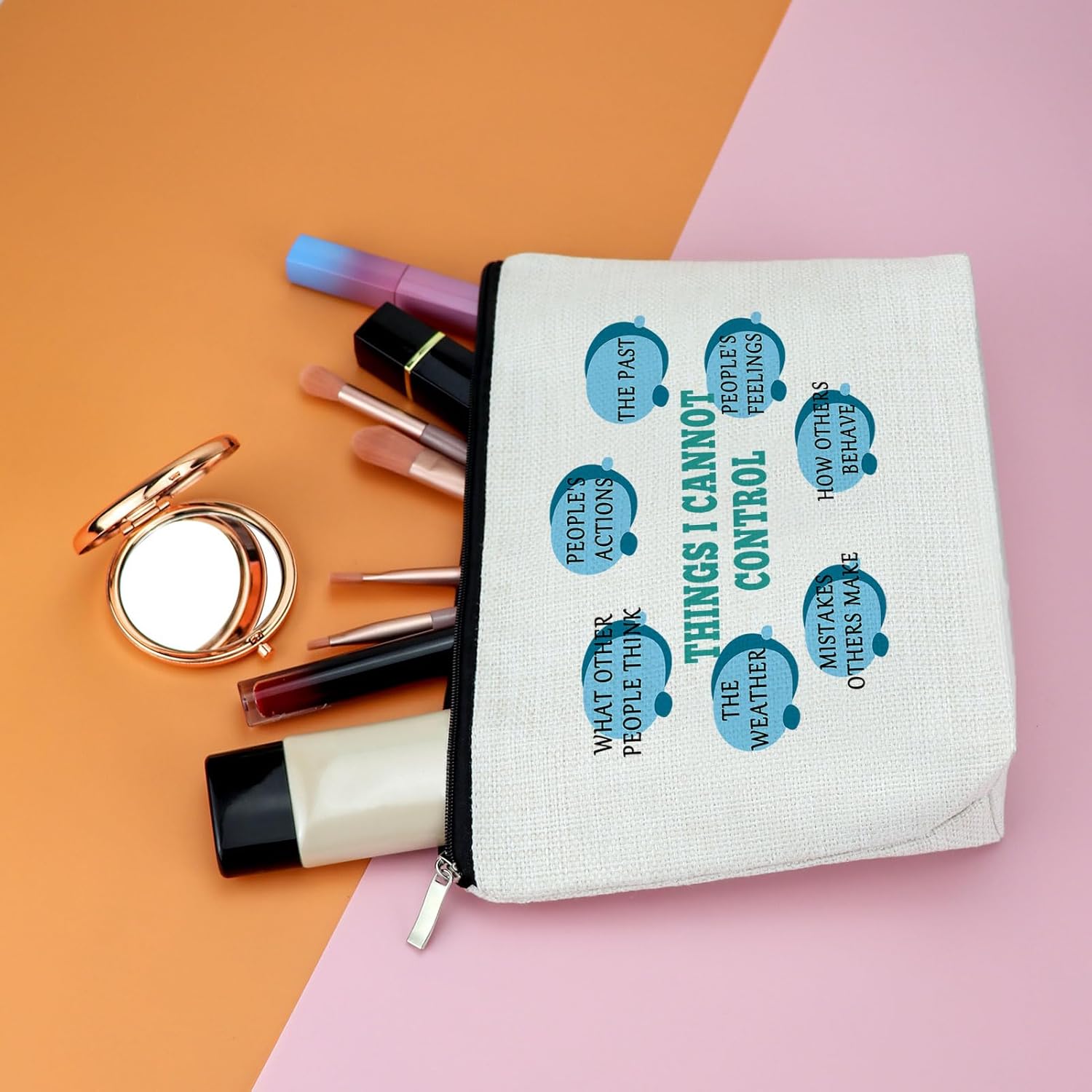 Therapist Gifts for Women Makeup Bag Mental Health Positive Affirmations Psychology Gift Cosmetic Bag with Zipper Inspirational Encourage Gift for Sister Daughter Best Friend Her Travel Pouch - Image 5